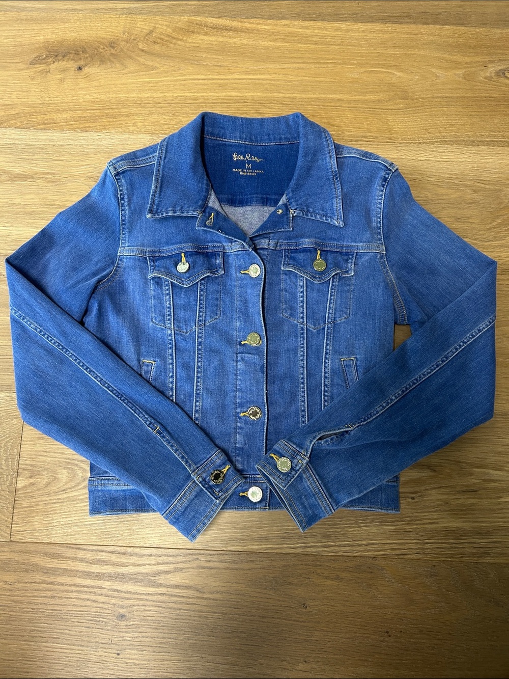 Lilly Pulitzer Seaspray Catalina Blue Denim Jacket M Like New